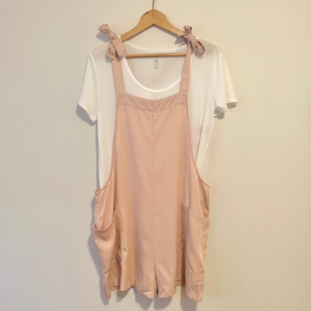 Ripzone Tie Up Shorts Jumper with Pockets Set Rose Pink and White Women Sz Med
